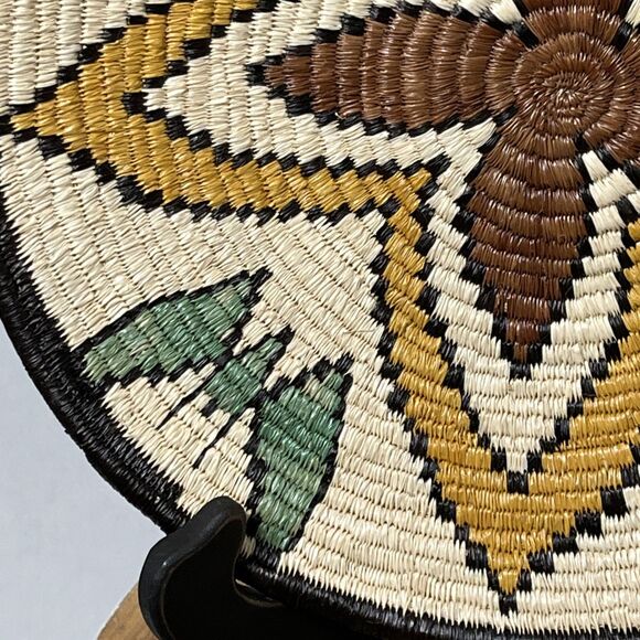 Hand Woven Tray Coil Basket Flower Butterfly 11.75” Wounaan Tribe 1975-Present - Picture 4 of 7
